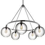 Solitaire Chandelier - Polished Aluminum / Clear