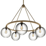 Solitaire Chandelier - Satin Brass / Clear