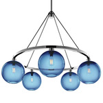 Solitaire Chandelier - Polished Aluminum / Sapphire