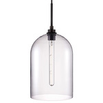 Cloche Pendant - Graphite / Crystal