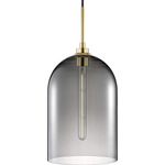 Cloche Pendant - Satin Brass / Gray