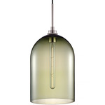 Cloche Pendant - Polished Nickel / Moss