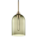 Cloche Pendant - Satin Brass / Moss