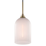 Cloche Pendant - Satin Brass / Opaline