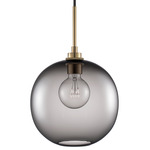 Solitaire Pendant - Satin Brass / Grey