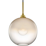 Solitaire Pendant - Satin Brass / Opaline / Clear