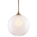 Solitaire Pendant - Satin Brass / Opaline