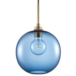 Solitaire Pendant - Satin Brass / Sapphire