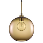 Solitaire Pendant - Satin Brass / Smoke