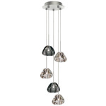 Blob II Small Multi Light Chandelier - Satin Nickel / Clear / Smoke Glass