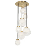 Morph Multi Light Chandelier - Brushed Brass / Opal / Clear