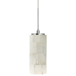 Onyx / Marble Cylinder Pendant - Satin Nickel / Marble Mosaic