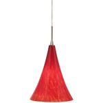 Belle Grande Pendant - Satin Nickel / Red