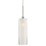 Crystal Cylinder Pendant - Satin Nickel / Clear