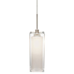 Crystal Rectangle Pendant - Satin Nickel / Clear