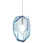 Gem Pendant - Satin Nickel / Blue Clear