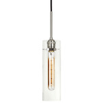 Retro Kitchen Tubular Pendant - Satin Nickel / Clear