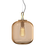 Max Penny Lane Pendant - Brushed Brass / Amber Glass