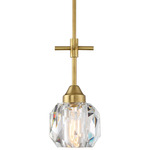 Geos Pendant - Brushed Brass / Clear