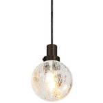 PD560 Globe Pendant - Bronze / Crackle Glass