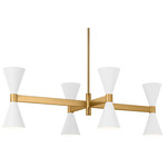 Albertine Linear Chandelier - Aged Brass / Matte White