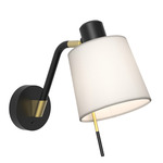 Edward Wall Sconce - Matte Black / White Fabric