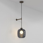 Pendant Suspension 3 with Glass Shade - Bronze / Dark Smoke