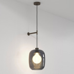 Pendant Suspension 3 with Glass Shade - Bronze / Dark Smoke