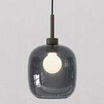 Pendant Suspension 4 with Glass Shade - Bronze / Dark Smoke
