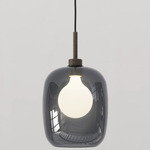 Pendant Suspension 4 with Glass Shade - Bronze / Dark Smoke