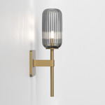 Tacoma Reed Wall Sconce - Antique Brass / Smoke Ribbed