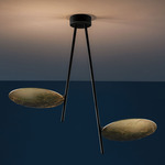 Lederam C2 Ceiling Light - Gold Leaf Disc / Black Rod