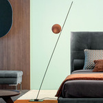 Lederam F1 Floor Lamp - Copper Leaf Disc / Black Rod