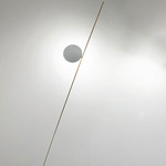 Lederam F1 Floor Lamp - White Disc / Gold Rod