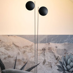 Lederam F2 Floor Lamp - Black Disc / Satin Rod