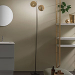 Lederam F2 Floor Lamp - Gold Leaf Disc / Black Rod