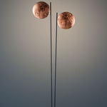 Lederam F2 Floor Lamp - Copper Leaf Disc / Black Rod