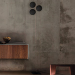 Lederam Floor Lamp - Black Disc / Satin Rod