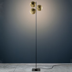 Lederam F3 Floor Lamp - Gold Leaf Disc / Black Rod