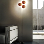 Lederam F3 Floor Lamp - Copper Leaf Disc / Black Rod