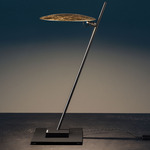Lederam Table Lamp - Gold Leaf Disc / Black Rod