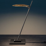 Lederam Table Lamp - Gold Leaf Disc / Black Rod