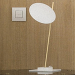 Lederam Table Lamp - White Disc / Gold Rod