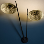 Lederam W2 Wall Sconce - Gold Leaf Disc / Black Rod