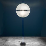 PostKrisi Globe Floor Lamp - Black / Brass / Natural Fiberglass