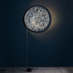 Stchu-Moon Floor Lamp with Wall Reflector - Nickel / Silver Leaf