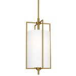 Perno Tall Pendant - Burnished Brass / White Linen