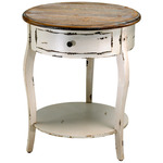 Abelard Side Table - Distressed White / Natural Wood