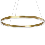 Circulo Round Pendant - Aged Brass / White