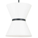 Caterine Hourglass Pendant - Matte Black / White / White
